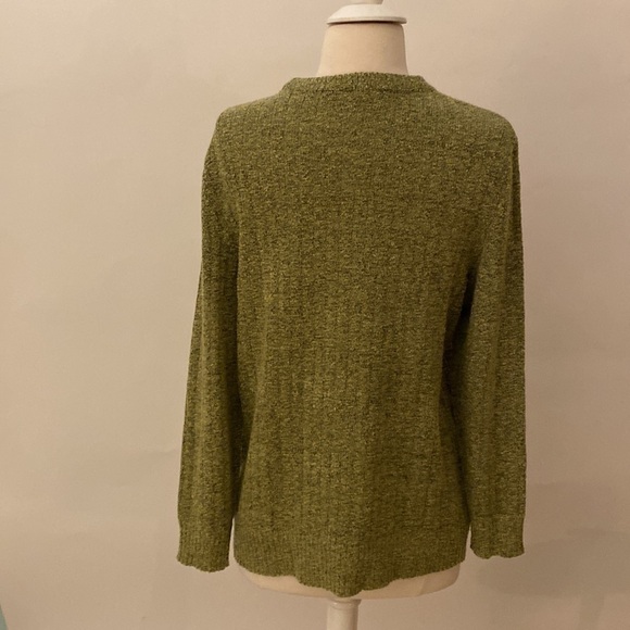 Sage Green Cross V-Neck Sweater Size 12 #367 - Picture 6 of 13